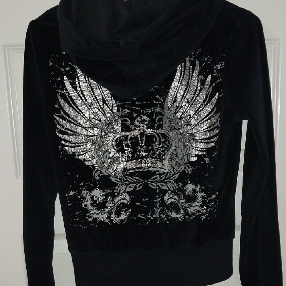 Romeo & Juliet Couture Black Velour Hoodie
